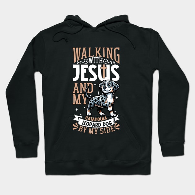 Jesus and dog - Catahoula Leopard Dog Hoodie by Modern Medieval Design